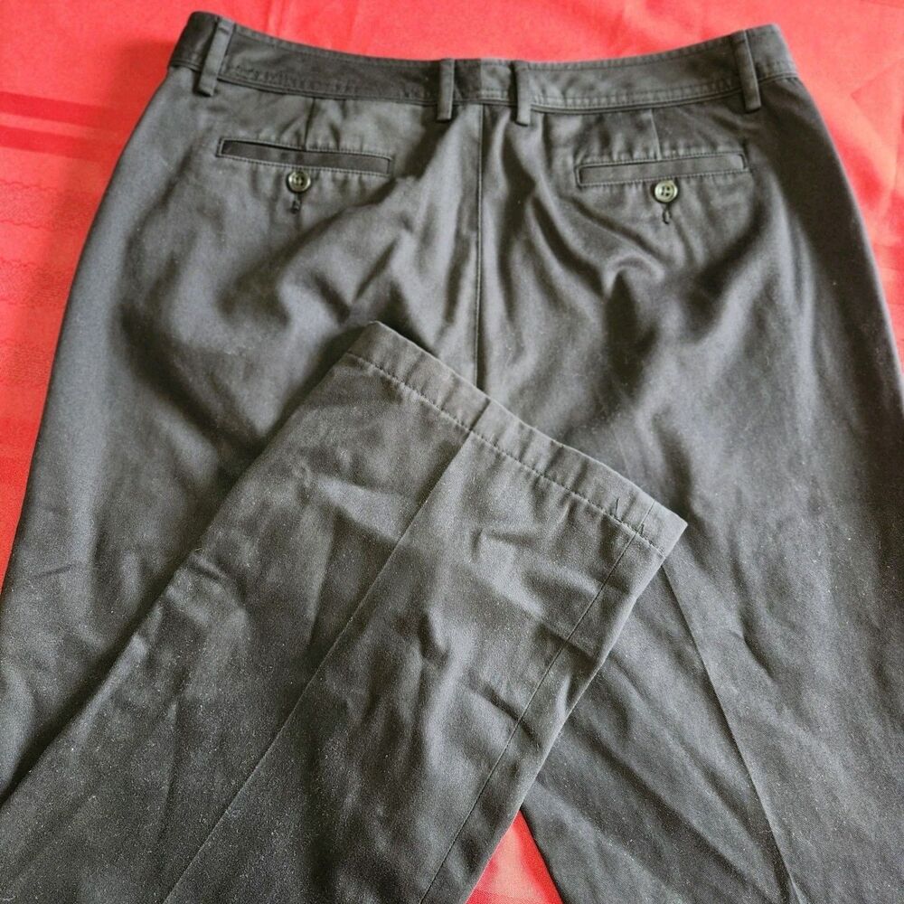 Vintage Eddie Bauer Pleated Pants 100% Cotton Navy Black Women's Size Tall 12